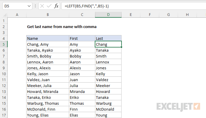 Formula To Combine First And Last Name With Comma